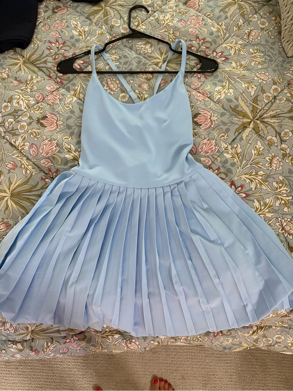 Light Blue Pleated Workout  Dress